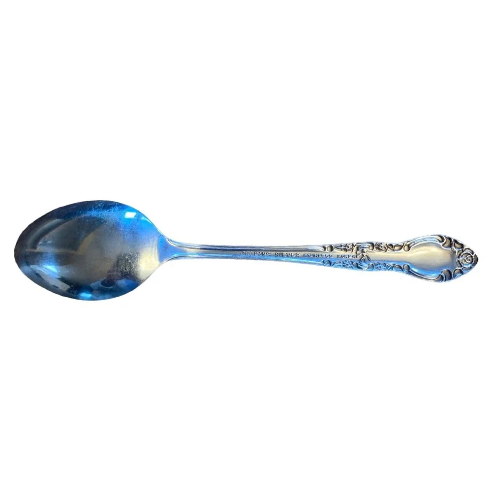 4 Orleans ORL50 Floral Stainless Flatware Teaspoons Korea Glossy